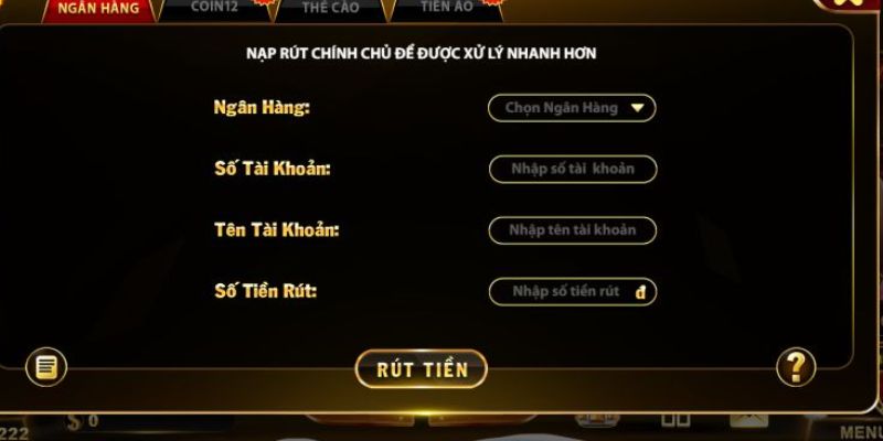 Các hình thức rút tiền được hỗ trợ